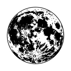 Detailed Moon Vector Illustration, Celestial Body Graphic, Lunar Surface Art, Space Exploration Icon © PERFECT QUALITY