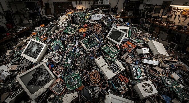 Mountain of Discarded Computer Electronics and Cables