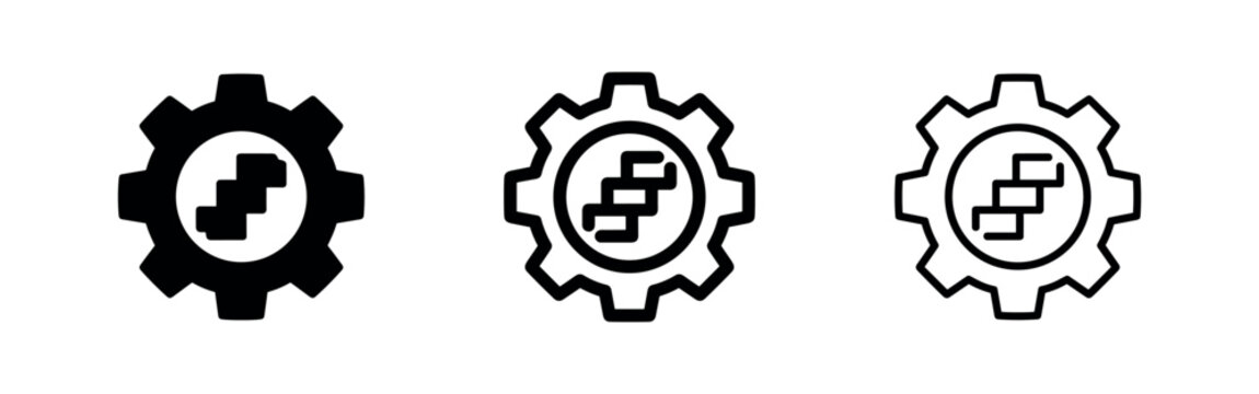 Legal settings or rules icon set with cogwheel and paragraph symbol