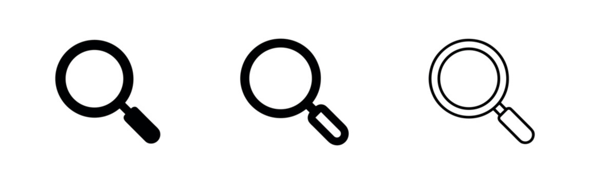 Simple magnifying glass icon set for search functionality