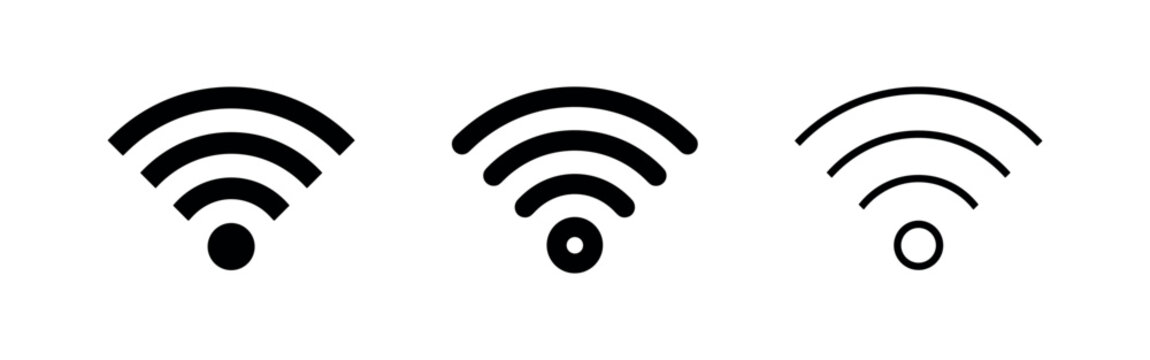 Wifi signal strength icon set, representing wireless internet connectivity and network.