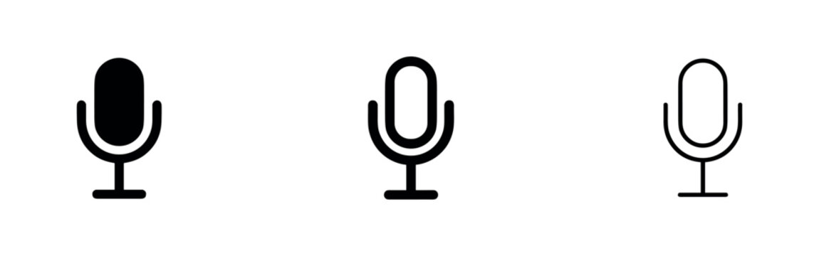 Microphone icon set. Audio, recording, speech, and communication symbol.