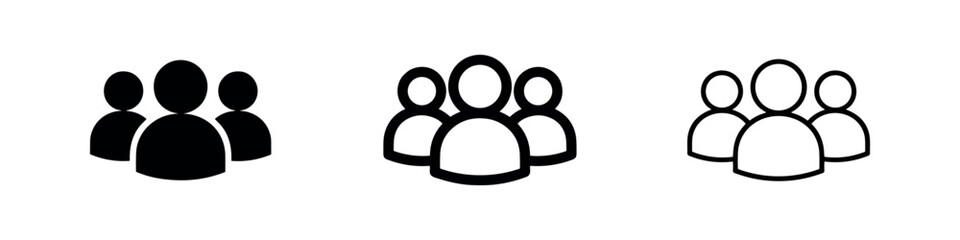 Naklejka na ściany i meble Group of people icon set, black and white, community symbol