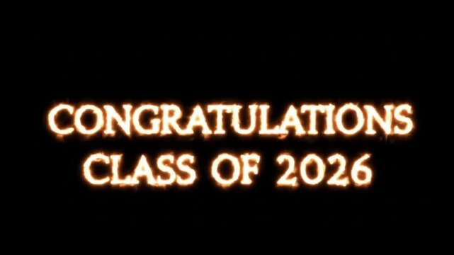 Animated celebration of graduation achievements for the class of 2026 with sparkling effects and congratulations messages