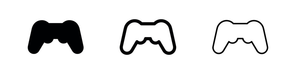 Three gamepad icons: solid filled, outlined, and thick outlined © liubomir118809