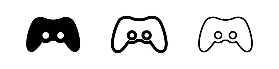 Video game controller icons in solid and outline styles for gaming and entertainment © liubomir118809