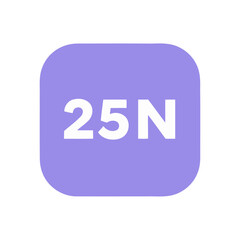 Fototapeta premium A purple square icon featuring the white text twenty five n