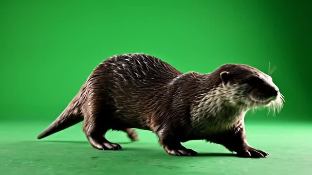 Ferret Walking Sequence in Green Screen Background