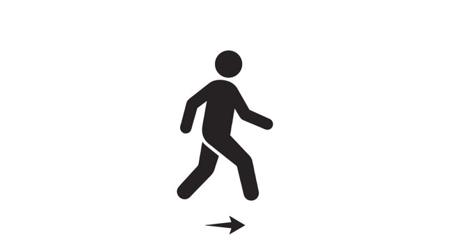 Simple walking person icon with directional arrow