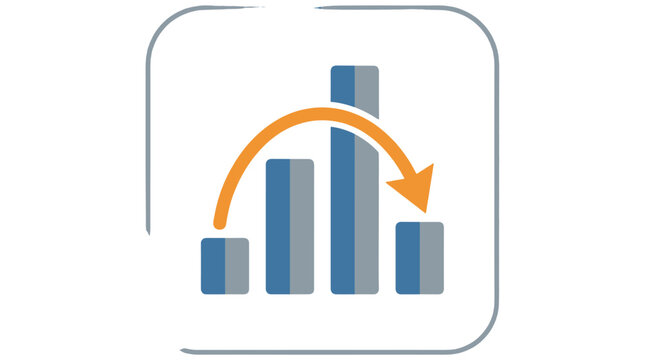 Bar chart icon with curved arrow indicating decline