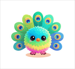 Fototapeta premium Happy Rainbow Peacock Illustration
