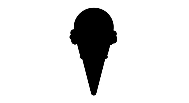 A black silhouette of an ice cream cone on a white background d2 8