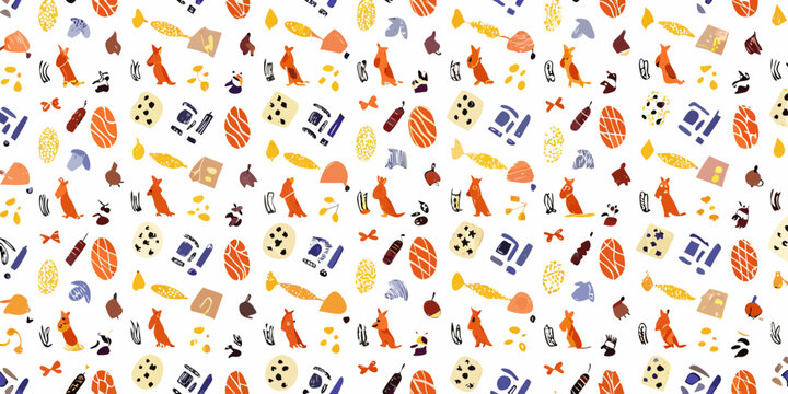 Dog and bone pattern a repeating vector illustration on white background