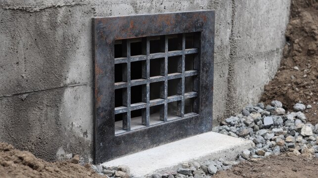 Durable basement window well with protective grate for daylight and escape safety