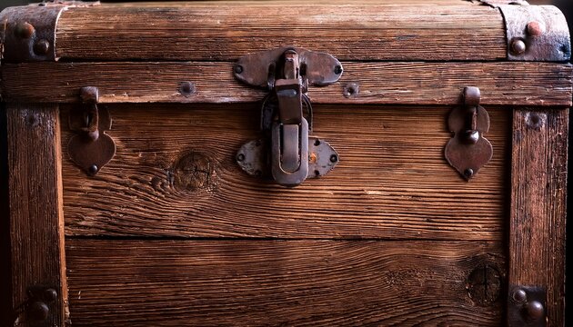 weathered wooden chest with rustic texture and small metal latch
