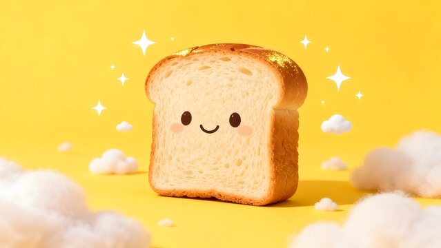 Cute bread slice with happy face