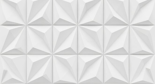 Geometric white relief pattern with sharp edges and shadows