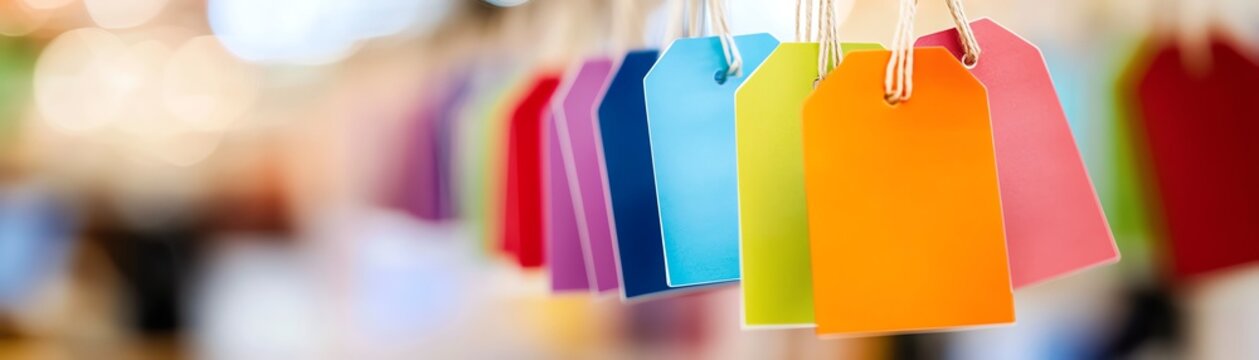 Colorful Marketing Colorful tags hanging for retail display. professional stock content marketing concept