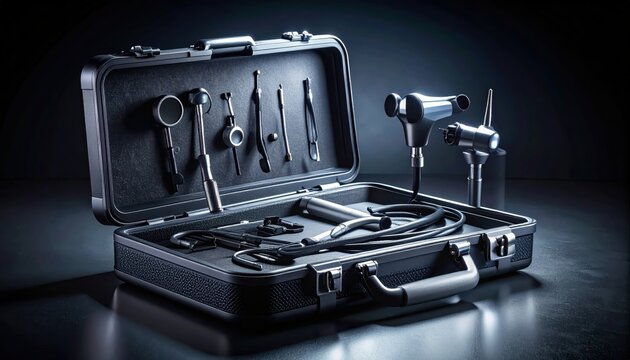 Comprehensive ENT Diagnostic Medical Equipment Set with Otoscope and Ophthalmoscope Heads in a Durable Carrying Case