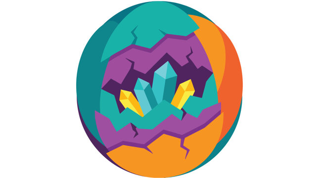 3d fantasy dragon egg icon with vibrant colors detailed textures glowing crystal elements cracked shell and a mystical atmosphere suitable for gaming fantasy and mythical themes