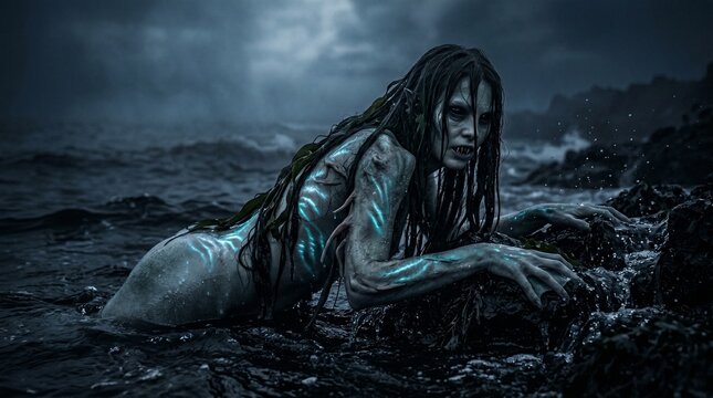 Moonlit Siren on Obsidian Shore
