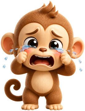 a monkey crying dramatically with big teary eyes