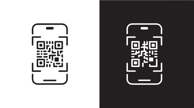 QR Code Scanner Icon on Smartphone Screen for Mobile Payment and Digital Authentication
