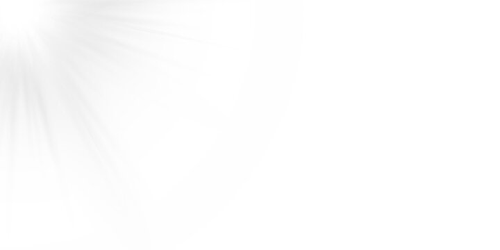 Sunlight bright golden flash of light on transparent background with rays and glare and rainbow, Vector graphics.