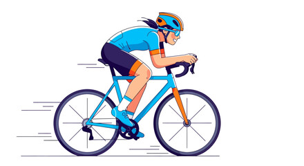 Fototapeta premium Woman cyclist in aerodynamic position on road bike.