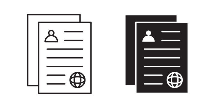 Personal documents icon ID Card Document Icon Collection Passport Verification Flat Icon Personal Identification Document Illustration Identity Verification Black and White Vector