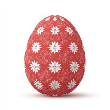 Red egg with floral patterns.