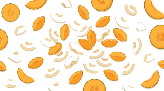 Seamless Melon Slice Pattern Vector Illustration with Fresh Tropical Fruit Pieces and Summer Food Background Design