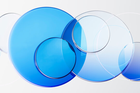 3D transparent circle overlay with blue glass gradient