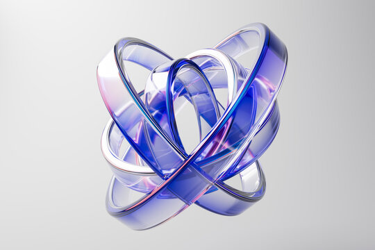 3D orbital glass knot with blue and violet refraction
