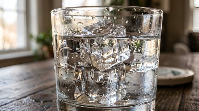 Glass of Water with Ice Cubes