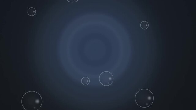 Abstract Cosmic Orbs Navigating a Deep Blue Aperture