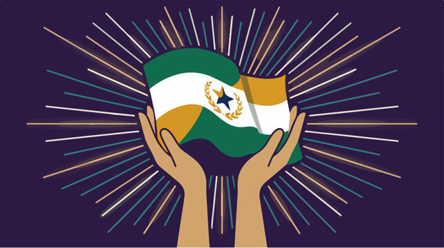 Ethiopia Flag in Hands Illustration.