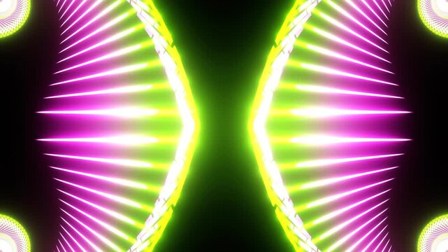 Lime and Light Pink Neon Dragon Tail Kaleidoscope Background VJ Loop in 4K