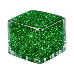 Obraz premium PNG Green glittery cube decoration