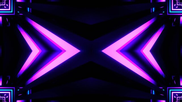 Purple and Blue Different Neon Lines Kaleidoscope Background VJ Loop in 4K