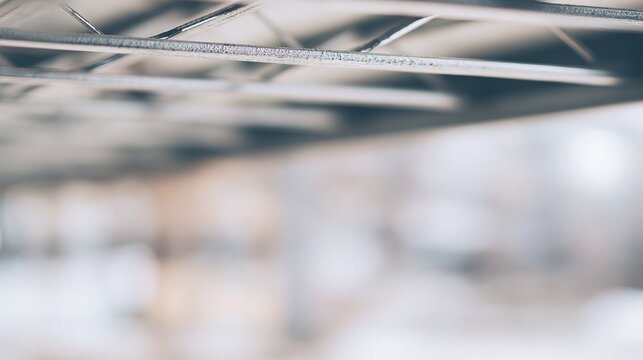 Steel workshop under construction, simple focus on main frame, clean background, modern industrial build photography