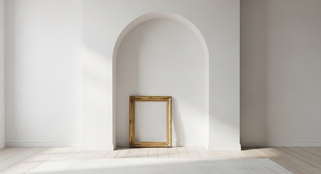 Empty room with picture frame alcove.