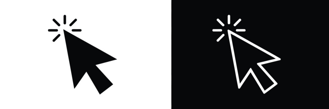 Cursor mouse click icon set with click arrow symbols and computer cursor vector illustration
