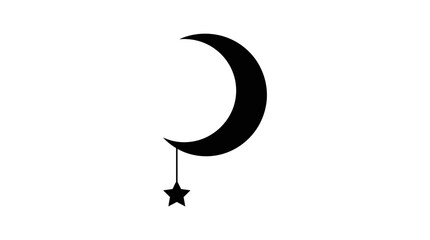 Crescent moon with hanging star minimalist vector illustration. © Zity