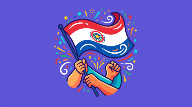 Paraguay Flag Fist Holding Illustration.