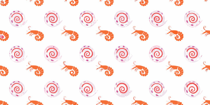 Hermit crab pattern playful repeating illustration on white background