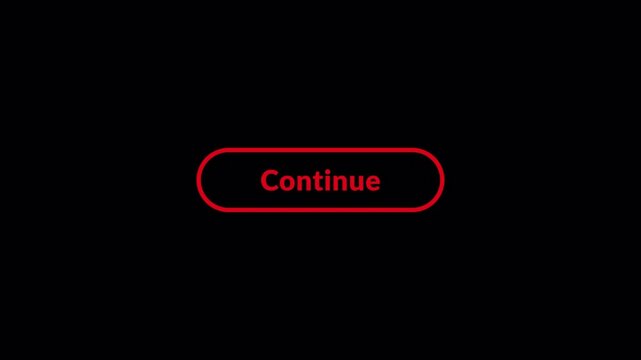 Dynamic 'Continue' button for interactive user interfaces on transparent background. Engaging  element conveying progress, crucial for digital platforms and user engagement in 4k  with Alpha channel