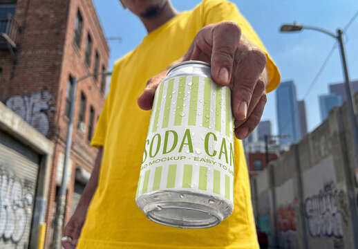 Soda Can Mockup in Urban Setting