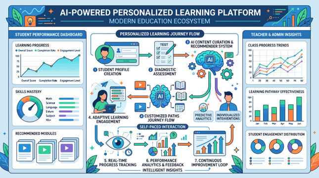AI Personalized Learning Platform Modern Education Infographic