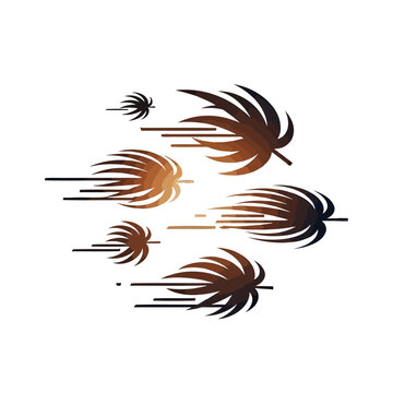 Abstract illustration of several brown leaves moving quickly in the wind